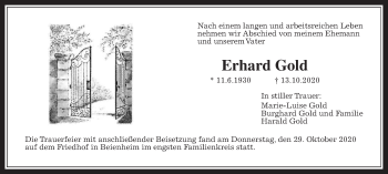 Traueranzeige von Erhard Gold von Wetterauer Zeitung