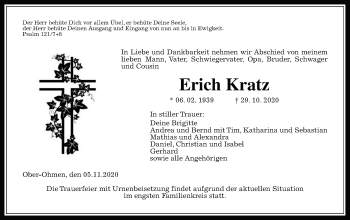 Traueranzeige von Erich Kratz von Mücker Stimme