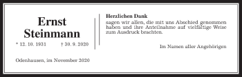 Traueranzeige von Ernst Steinmann von Rabenauer Zeitung