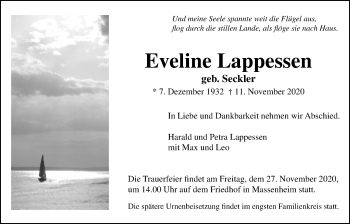 Traueranzeige von Eveline Lappessen von Bad Vilbel/Karben