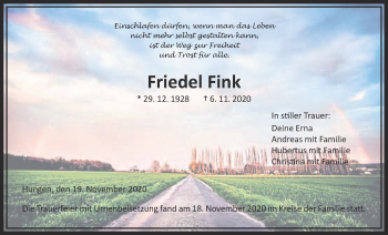Traueranzeige von Friedel Fink von Licher Wochenblatt