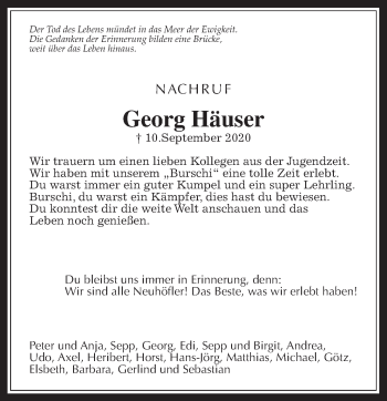 Traueranzeige von Georg Häuser von Giessener Allgemeine, Alsfelder Allgemeine