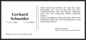 Traueranzeige von Gerhard Schneider von Wetterauer Zeitung, Giessener Allgemeine, Alsfelder Allgemeine