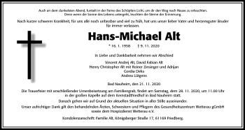 Traueranzeige von Hans-Michael Alt von Wetterauer Zeitung