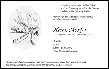 Traueranzeige von Heinz Moxter von Bad Vilbel/Karben