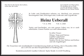 Traueranzeige von Heinz Ueberall von Wetterauer Zeitung