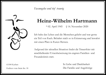 Traueranzeige von Heinz-Wilhelm Hartmann von Bad Vilbel/Karben