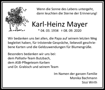 Traueranzeige von Karl-Heinz Mayer von Bad Vilbel/Karben