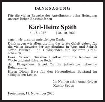 Traueranzeige von Karl-Heinz Späth von Laubacher Anzeiger