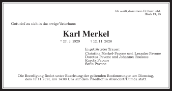Traueranzeige von Karl Merkel von Giessener Allgemeine, Alsfelder Allgemeine