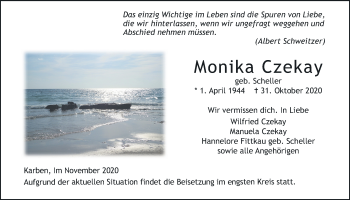 Traueranzeige von Monika Czekay von Wetterauer Zeitung