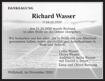 Traueranzeige von Richard Wasser von Wetterauer Zeitung
