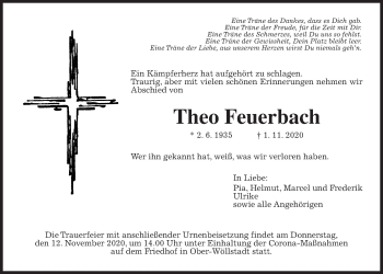 Traueranzeige von Theodor Feuerbach von Wetterauer Zeitung