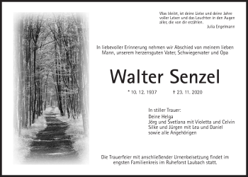 Traueranzeige von Walter Senzel von Wetterauer Zeitung