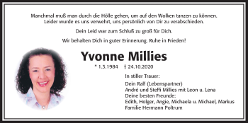 Traueranzeige von Yvonne Millies von Wetterauer Zeitung