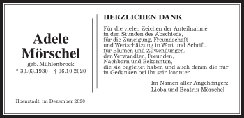 Traueranzeige von Adele Mörschel von Wetterauer Zeitung