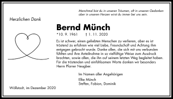 Traueranzeige von Bernd Münch von Wetterauer Zeitung