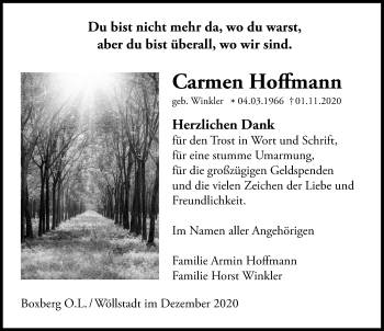 Traueranzeige von Carmen Hoffmann von Wetterauer Zeitung