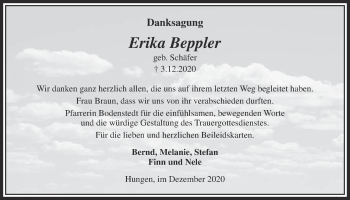 Traueranzeige von Erika Beppler von Licher Wochenblatt