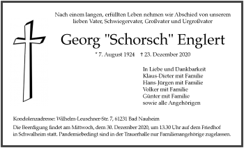 Traueranzeige von Georg Englert von Wetterauer Zeitung
