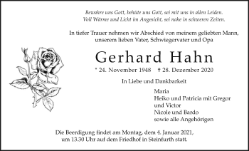 Traueranzeige von Gerhard Hahn von Wetterauer Zeitung