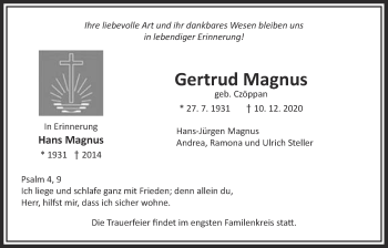Traueranzeige von Hans Magnus von Giessener Allgemeine, Alsfelder Allgemeine