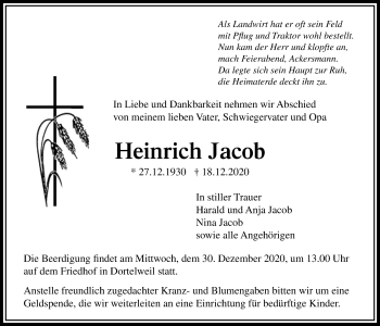 Traueranzeige von Heinrich Jacob von Bad Vilbel/Karben