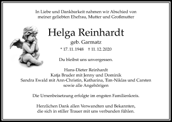 Traueranzeige von Helga Reinhardt von Bad Vilbel/Karben
