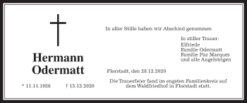 Traueranzeige von Hermann Odermatt von Wetterauer Zeitung