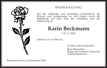 Traueranzeige von Karin Beckmann von Wetterauer Zeitung