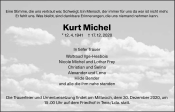 Traueranzeige von Kurt Michel von Giessener Allgemeine, Alsfelder Allgemeine