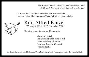 Traueranzeige von Kurt Alfred Kinzel von Bad Vilbel/Karben