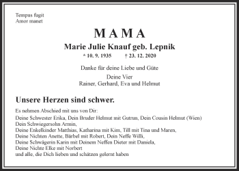 Traueranzeige von Marie Julie Knauf von Wetterauer Zeitung