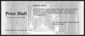 Traueranzeige von Peter Blaß von Wetterauer Zeitung