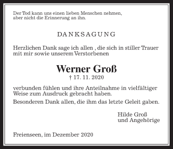 Traueranzeige von Werner Groß von Laubacher Anzeiger