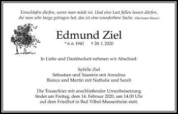 Traueranzeige von Edmund Ziel von Bad Vilbel/Karben