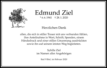 Traueranzeige von Edmund Ziel von Bad Vilbel/Karben
