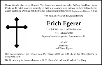 Traueranzeige von Erich Egerer von Wetterauer Zeitung