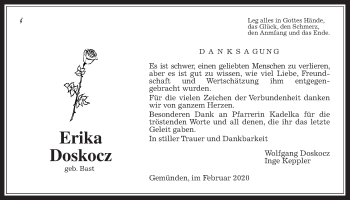 Traueranzeige von Erika Doskocz von Alsfelder Allgemeine