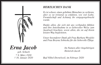 Traueranzeige von Erna Jacob von Wetterauer Zeitung
