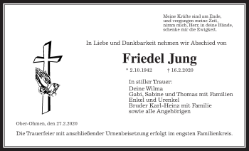 Traueranzeige von Friedel Jung von Mücker Stimme