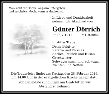 Traueranzeige von Günter Dörrich von Licher Wochenblatt