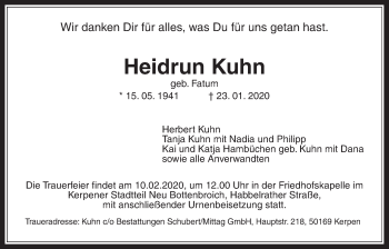 Traueranzeige von Heidrun Kuhn von Wetterauer Zeitung