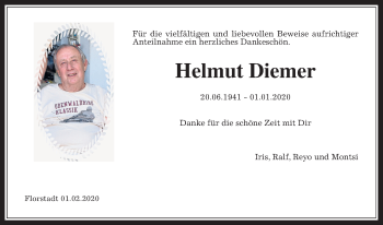 Traueranzeige von Helmut Diemer von Wetterauer Zeitung