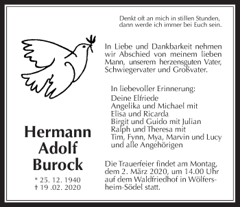 Traueranzeige von Hermann Adolf Burock von Wetterauer Zeitung