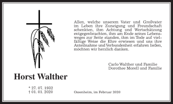 Traueranzeige von Horst Walther von Wetterauer Zeitung