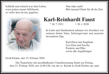 Traueranzeige von Karl-Reinhardt Faust von Alsfelder Allgemeine