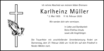 Traueranzeige von Karlheinz Müller von Wetterauer Zeitung