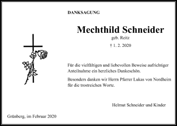 Traueranzeige von Mechthild Schneider von Giessener Allgemeine, Alsfelder Allgemeine