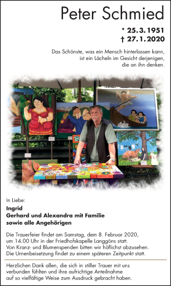 Traueranzeige von Peter Schmied von Giessener Allgemeine, Alsfelder Allgemeine